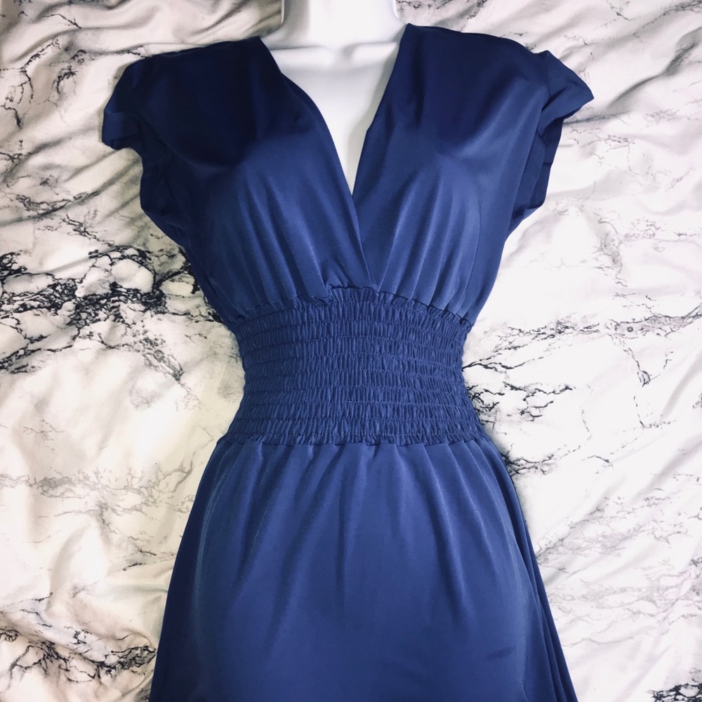 Veronica M Navy Blue Midi Dress